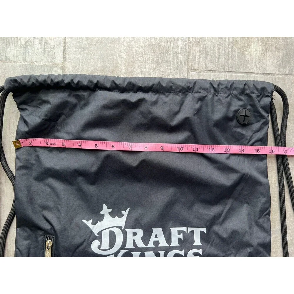 Draft Kings Marketplace Black Drawstring Backpack Gym Bag Travel Pouch NEW